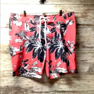 Goodthreads - Men’s Pink Tropical Print Swim Trunk